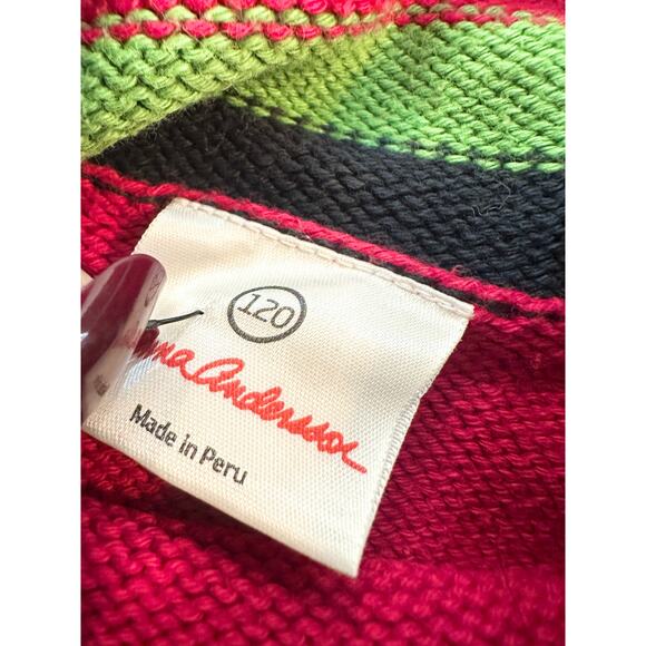 Hanna Andersson Christmas Holiday Hooded Tassel Sweater size 120 6/7 - Picture 3 of 10